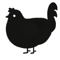 Silhouette, a black chicken with a lace pattern