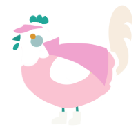 Keene, a rose and cream chicken with a head pattern