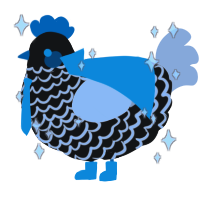 Jazz Blues, a sable and mist chicken with a lace pattern
