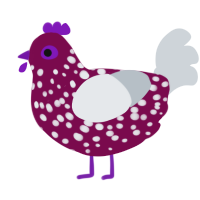 Famine, a wine and mist chicken with a speckle pattern