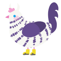 A white and overcast chicken with a bar pattern