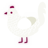 A white chicken with a lace pattern