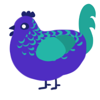 A indigo and turquoise chicken with a half-lace pattern