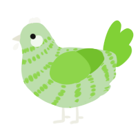 Leek, a gluppy and grass chicken with a bar pattern