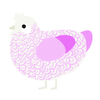 Lavi, a white and lavender chicken with a double-lace pattern