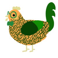 A ultramarine and lavender chicken with a double-lace pattern