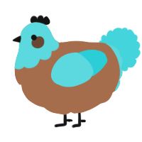 G TBN, a brown and aqua chicken with a head pattern