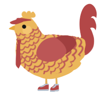 A honey and red chicken with a lace pattern