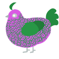 A orchid and viridian chicken with a double-lace pattern