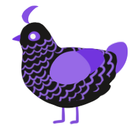 A sable and blurple chicken with a lace pattern