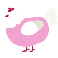 Shaved chicken, a pink and white chicken with a head pattern