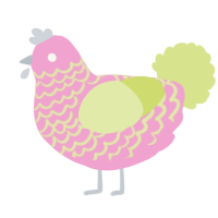A pink and lemon chicken with a lace pattern