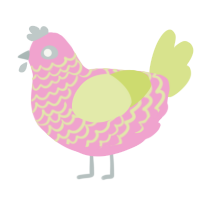 A pink and lemon chicken with a lace pattern