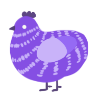 (unnamed), a blurple and lilac chicken with a bar pattern