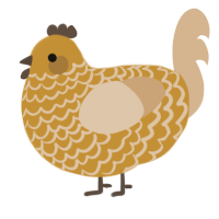 A gold and beige chicken with a lace pattern