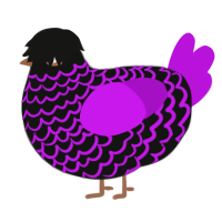 A black and amethyst chicken with a lace pattern