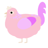 A rose and lavender chicken with a neck-speckle pattern
