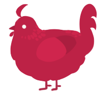 A crimson chicken with a neck-speckle pattern