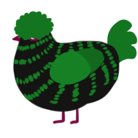 (unnamed), a black and leaf chicken with a bar pattern