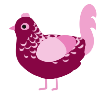 A maroon and pink chicken with a half-lace pattern