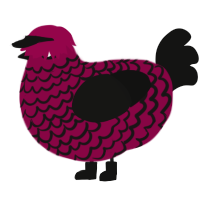 black cherry, a maroon and black chicken with a lace pattern