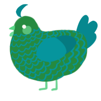 Linda, a viridian and teal chicken with a lace pattern