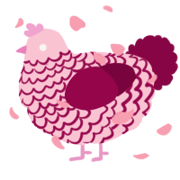 A rose and maroon chicken with a lace pattern