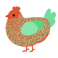 A vermilion and spring chicken with a double-lace pattern