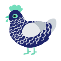 wave of ocean foam, a navy and mist chicken with a lace pattern