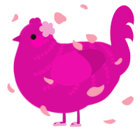 A fuchsia chicken with a half-bar pattern