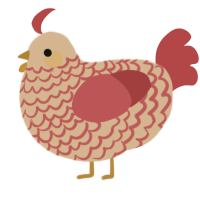 A beige and red chicken with a lace pattern