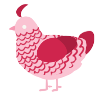 A rose and crimson chicken with a lace pattern