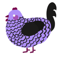 A lilac and sable chicken with a lace pattern