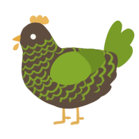 A bark and chartreuse chicken with a lace pattern