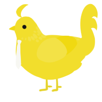 yellow fellow, a yellow chicken with a neck-speckle pattern