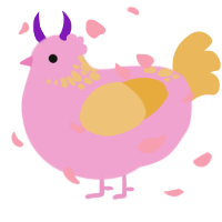A pink and honey chicken with a neck-speckle pattern