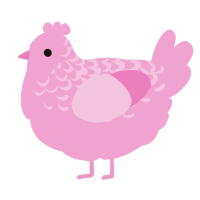 A pink chicken with a half-lace pattern