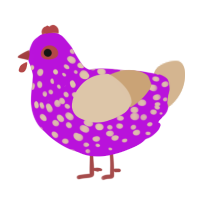 A amethyst and beige chicken with a speckle pattern