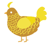 A gold and yellow chicken with a lace pattern