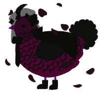 A wine and sable chicken with a lace pattern