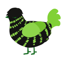 A black and grass chicken with a bar pattern