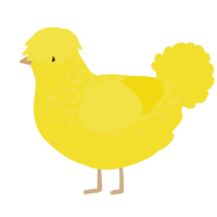 A yellow chicken with a half-lace pattern