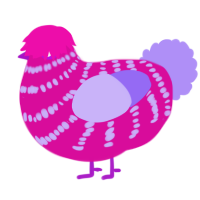 A fuchsia and lilac chicken with a bar pattern