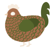 A brown and olive chicken with a lace pattern