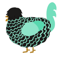 Lag00n, a sable and mint chicken with a lace pattern