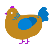 A ochre and sapphire chicken with a neck-band pattern