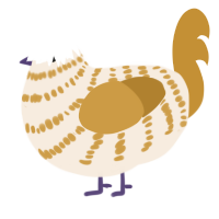A cream and gold chicken with a bar pattern