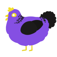 A blurple and sable chicken with a neck-band pattern