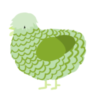 A gluppy and chartreuse chicken with a lace pattern