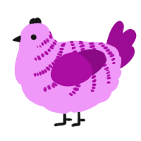 A lavender and plum chicken with a half-bar pattern